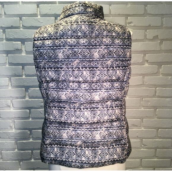 New Ruff Hewn Fair Isle Gray Print Puffer Vest Petite Large - Picture 4 of 5